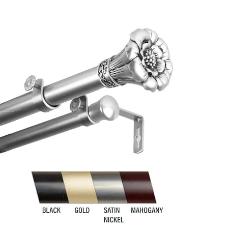 Central Design Flora 1 in. Double Curtain Rod, 48-84 in. - Satin Nickel CE437029